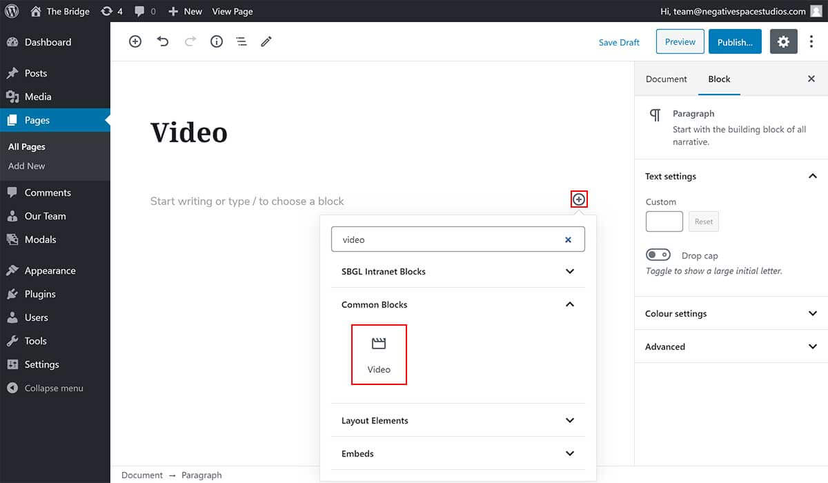 Using the core Video block