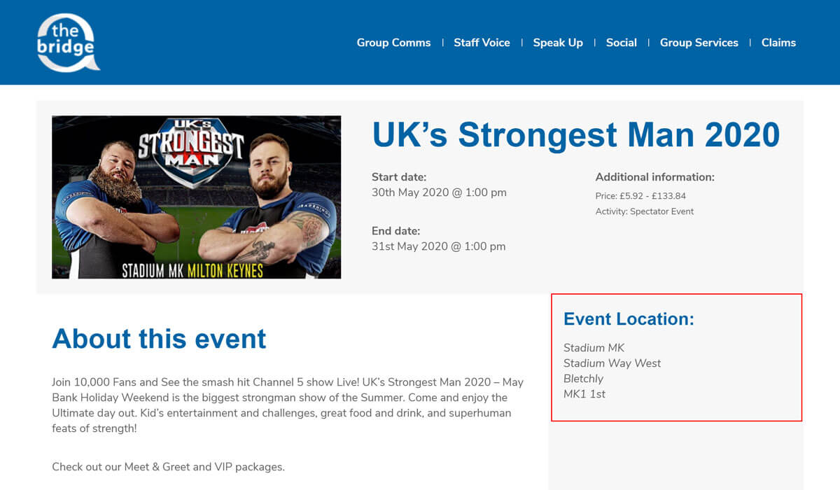 Event location display